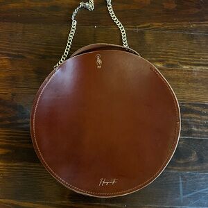 Elegant Tan Leather Circle Shoulder Bag